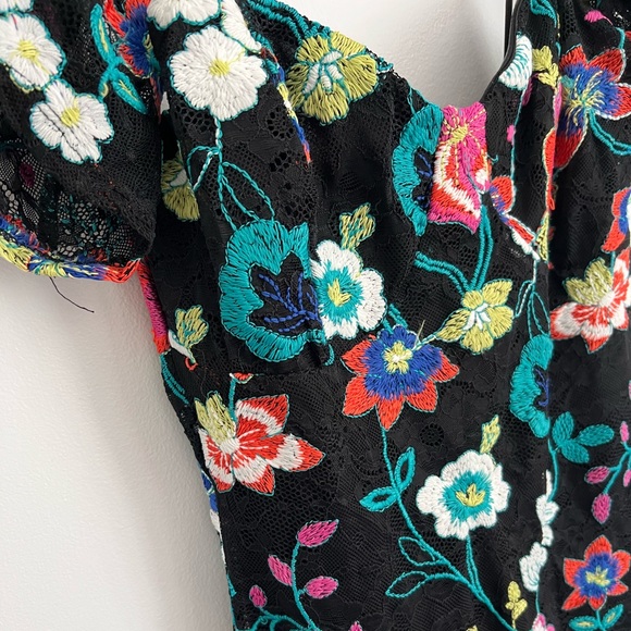 LULUS Black Lace Embroidered Dress - Picture 4 of 6